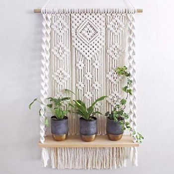 AMIAEDU Macrame Wall Hanging Shelf