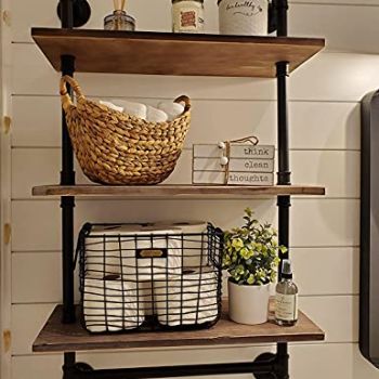 Industrial Pipe Bathroom Shelves Rustic Wood Shelves