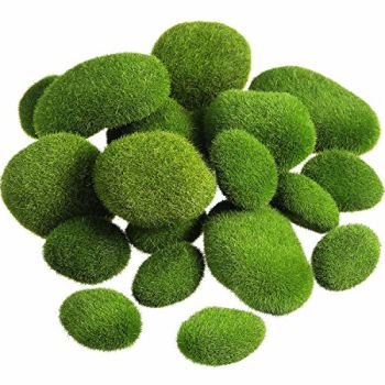 20 Pieces Artificial Moss Rocks Decorative Faux Green Moss Covered Stones (3 Size)