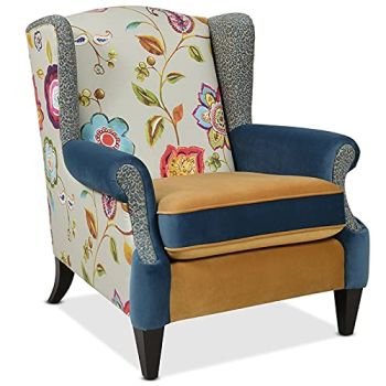 Modern Fabric Arm Chair in Floral and Leopard Finish