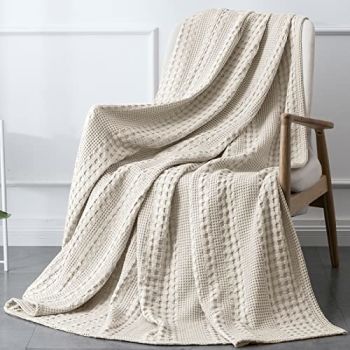 100% Cotton Waffle Weave Throw Blanket