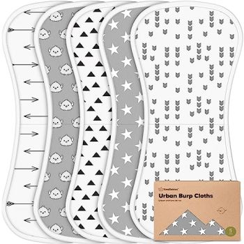 5-Pack Organic Burp Cloths for Baby Boys and Girls