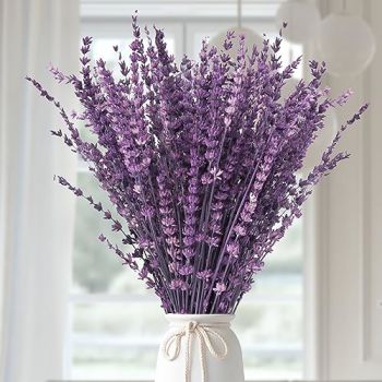 Dried Purple Lavender Flowers Bundle-Dried Preserved Lavender Bouquet 15-17" for Shower Weeding Home Vase Decor