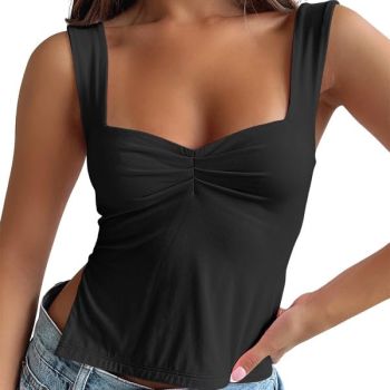 Womens Crop Tank Tops Cute Backless Tops Going Out Outfits Y2k Black Shirts Summer Clothes for Teen Girls