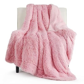 Faux Fur Pink Throw Blanket