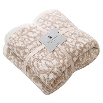 Ultra Soft Leopard Throw Blanket (51x63 inches) Khaki Microfiber Blanket Plush Warm Reversible Cheetah Blanket Leopard Pattern Throw for Couch Bed Sofa