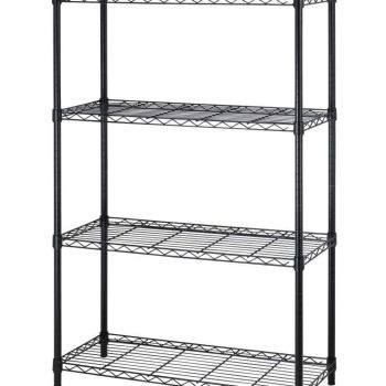 4 Tier Shelving Unit NSF Wire Shelf Metal Large Storage Shelves Heavy Duty Height Adjustable Commercial Grade Steel Utility Layer Shelf Rack Organizer 1000 LBS Capacity -14x36x54,Black