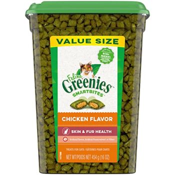 FELINE GREENIES SMARTBITES Skin & Fur Crunchy and Soft Textured Adult Natural Cat Treats