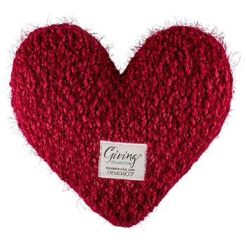 Giving Heart Cranberry Red 10 x 11 Cotton Weighted Plush Decorative Throw Pillow