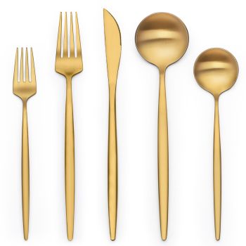 40 Piece Gold Silverware Set for 8