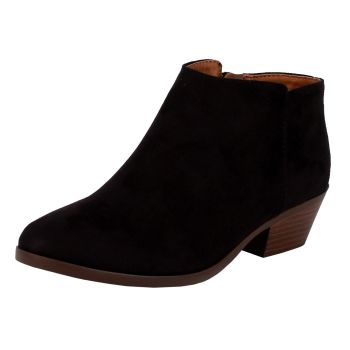 Women's Mug Round Toe Faux Suede Stacked Heel Western Ankle Bootie