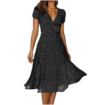 Beach Dresses for Women,Women's Beach Summer Flowy Maxi Dress Casual Cap Sleeve V Neck Smocked Beach Sundress