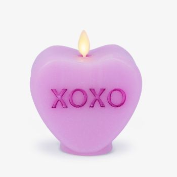 Pastel Orchid Flameless Candle Candy Heart -XOXO