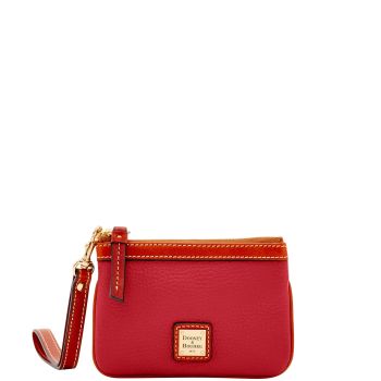 Handbag, Pebble Grain Medium Wristlet - Red