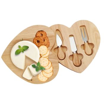 Wood Cheese Board and Knife Set,Heart-Shaped Charcuterie Board Set,Miniature Cutting Board,Wine Meat Cheese Platter,Housewarming Gift for Women