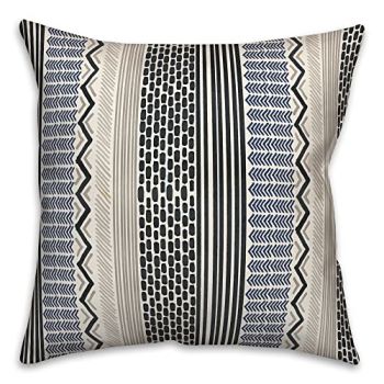 Blue Gray Boho Pattern Indoor/Outdoor Pillow