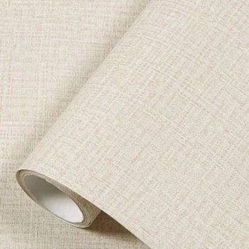 10ft Textured Fabric Cream Wallpaper Faux Grasscloth Beige Peel and Stick Self-Adhesive Linen Removable Wallpaper Cabinets Counter Top Liners