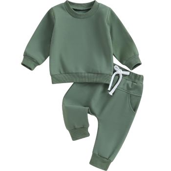 Tiaham Baby Boy Clothes Girl Outfits Fashion Sweatshirt Sweat Pant Kids Toddler Tops Pant Sets (Green