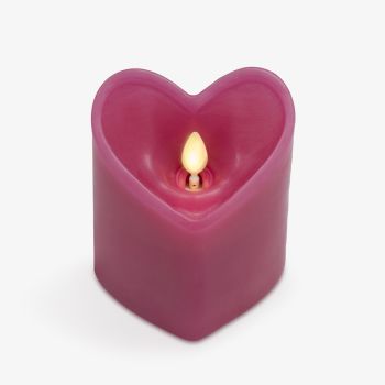 Raspberry Sorbet Flameless Candle Heart Shaped LED Pillar