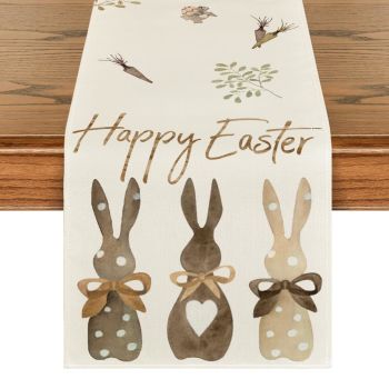 Carrots Rabbit Bunny Happy Easter Table Runner