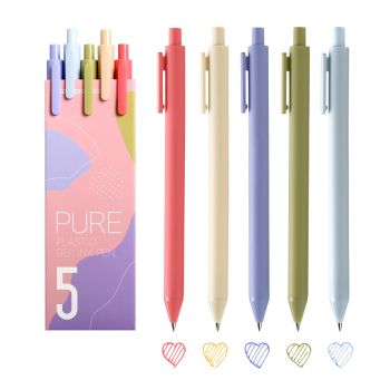 Pack of 5 Pieces Colored Ink Pens Retractable Cute Pens for Note Taking 0.5mm Fine Point (Morandi II)