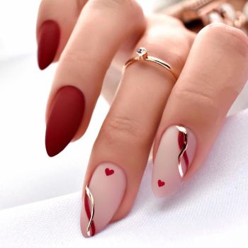 Red Nails Press on Nails Medium Almond Fake Nails