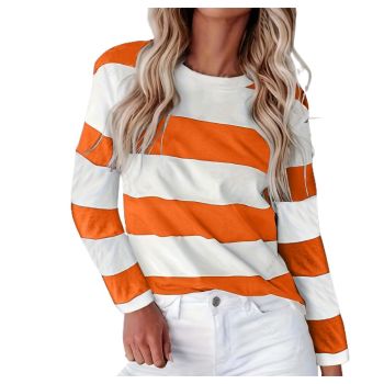Anxiety Out Inside 2 Costume Adult Orange And White Striped Shirt Women Woman Sweater White And Orange Sweatershirt Loose Causal Long Sleeve Plus Size Oversized Tops 2024 Friday