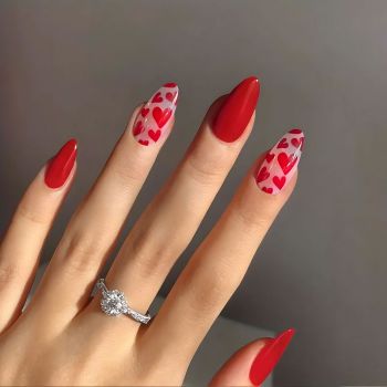 Valentine's Day Press On Nails Almond Medium