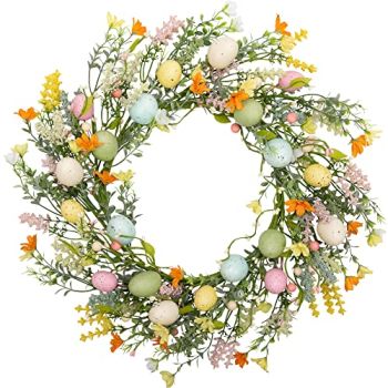 18 inch Easter Wreath Artificial Easter Egg Wreath Spring Door Wreath