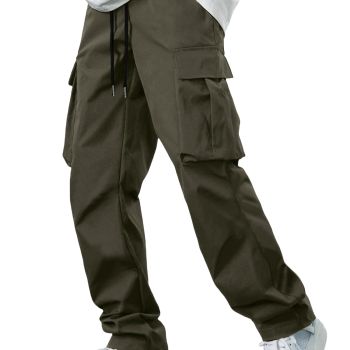 Men's Casual Cargo Pants Workout Joggers Stretch Sweatpants Hiking Drawstring Tactical Pants