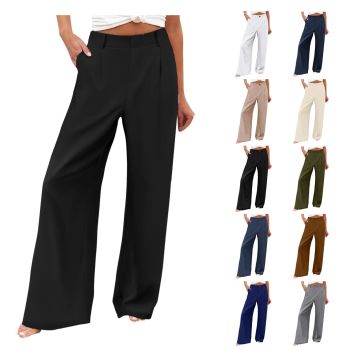 Wide Leg Pants Women Dressy High Waisted Business Casual Pants Flowy Long Work Pull On Trendy Trousers