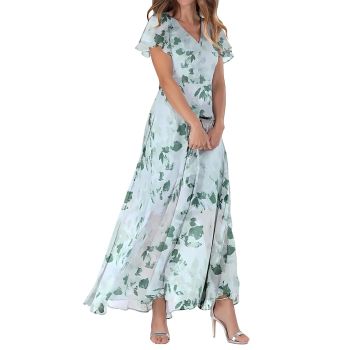 Maxi Floral Dress for Women Flowy Elegant Chiffon Wedding Guest Dress Ladies Semi Formal Dresses Summer Outfits Boho Dress Womens Maxi Dress Maxi Dress for Women Summer Outfits for Women Green