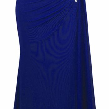 Women's One Shoulder Ruching Beading Ribbon Soft Evening Gown (XL