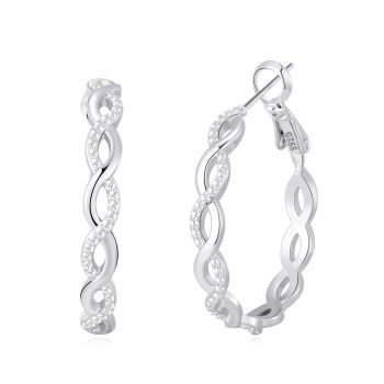 925 Sterling Silver Earrings Hoops for Women Lightweight Twisted Hoop Earrings With Cubic Zirconia Hypoallergenic Hoops Earrings (30MM)