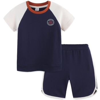 Toddler Boy Clothes Outfits Summer Fashion Sporty Athletic 2 Piece T-Shirt Top and Short Clothing Set Navy 5t