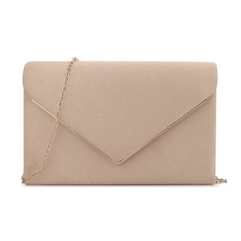 Clutch Purse for Women Evening Bags Handbags for Wedding Party Cocktail Prom Faux Suede Crossbody Shoulder Bag (Nude)