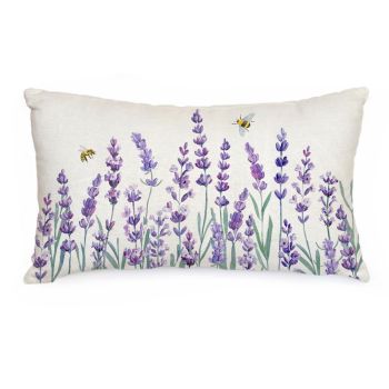 Spring Pillow Cover 12x20 Inch Lavender Bee Decorations Seasonal Farmhouse Summer Pillow Case Decor for Sofa Couch（Purple AA504-12