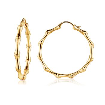 Gold Bamboo Hoop Earrings for Women