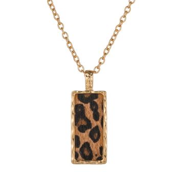 Leopard Long Necklace Square Cheetah Necklace Animal Print Pendant Necklace Western Country Necklace Jewelry Gift for Women Girls