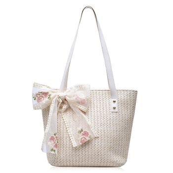 Women Large Straw Beach Tote Bag Summer Hand-woven Bags Shoulder Bag Leather Handle Beach Handbags