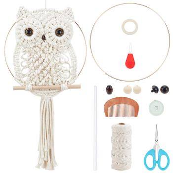 DIY Macrame Owl Wall Hanging Tapestry Kit Owl Macrame Kit for Beginner Boho Handmade Woven Macrame Wall Hanging Decor for Living Room Bedroom