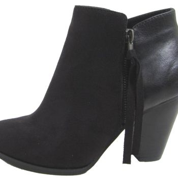 Women's Ages Tassel Zip Chunky Heel Bootie,Black,8