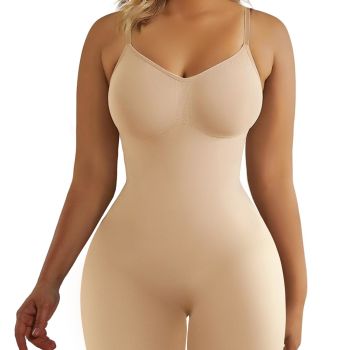 Shapewear for Women Tummy Control Bodysuit Mid Thigh Butt Lifter Body Shaper Shorts,SZ5218-2-Beige-L/XL