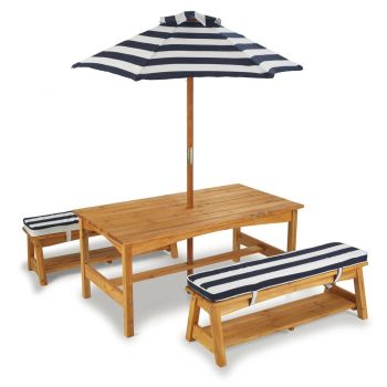 Outdoor Wooden Table & Bench Set