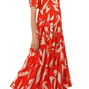 Short Sleeve Floral Cute Spring Dresses for Women 2024 Wedding Guest Dress Maxi Smocked Beach Summer Dress (Orange White Flower,Small)