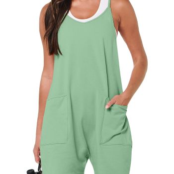 Vacation Outfits Casual Spring Summer Trendy Clothes Beach 2024 Womens Jumpsuits Rompers Loose Overalls Sleeveless Onesie Jumper A948danlv-L