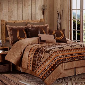 Sedona 7-Piece Southwestern Wild Horses Microsuede Bedding Comforter Set (King)