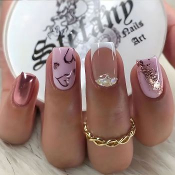Valentines Day Press On Nails Short Square