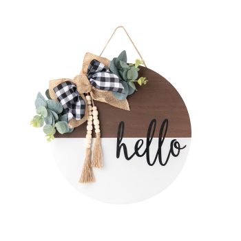 Home Decorations Door Sign "HELLO" Porch Sign for Spring Welcome Sign Rustic Farmhouse Wall Decor for Home(Hello)