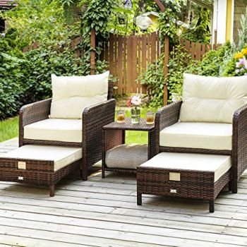 5 Pieces Wicker Patio Furniture Set Outdoor Patio Chairs